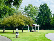 People picnic under gazebo in Liverpool TWP park