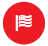 American flag icon on a red circle background representing patriotic themes.