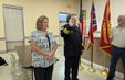 Fire official being sworn in during a ceremony