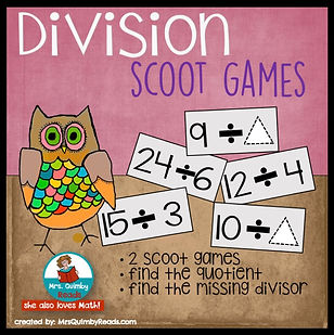 division scoot game, learning division, teaching resources, math, MrsQuimbyReads