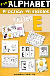 Letter E - alphabet - practice pages