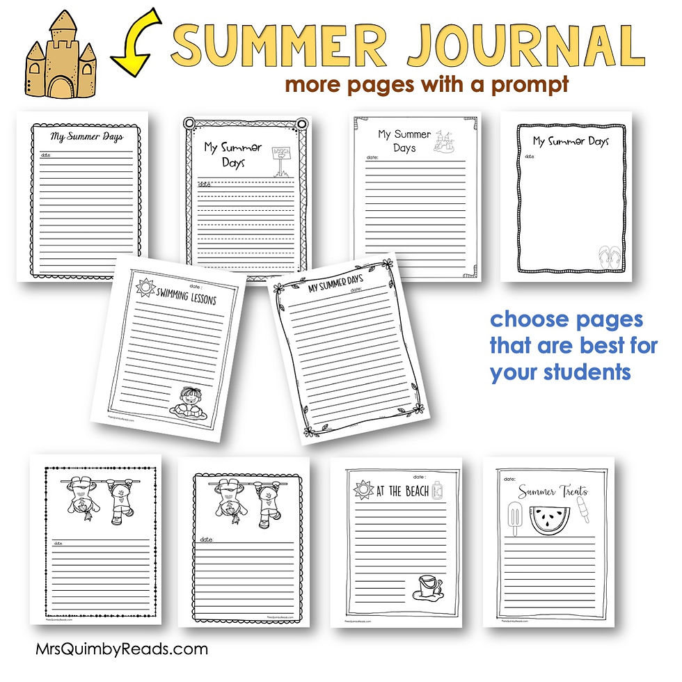 Thumbnail: Summer Journal for Elementary Summer Assignments