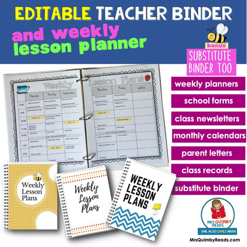 Editable Teacher Binder | Weekly Lesson Planner | mrsquimbyreads
