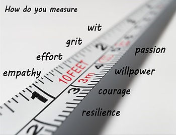 A measuring tape with words to measure character
