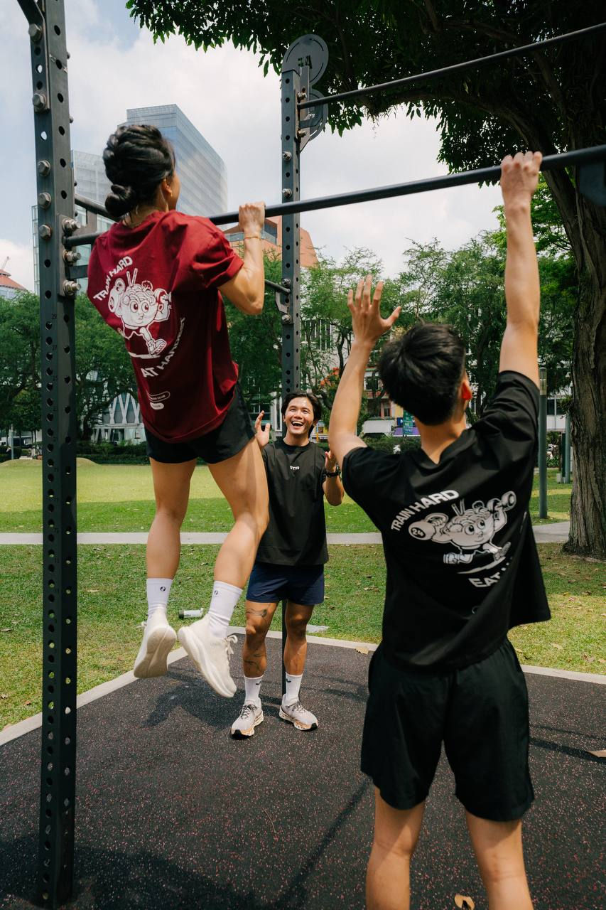 Thumbnail: "Train Hard, Eat Hardest" Oversized Tee (Maroon)