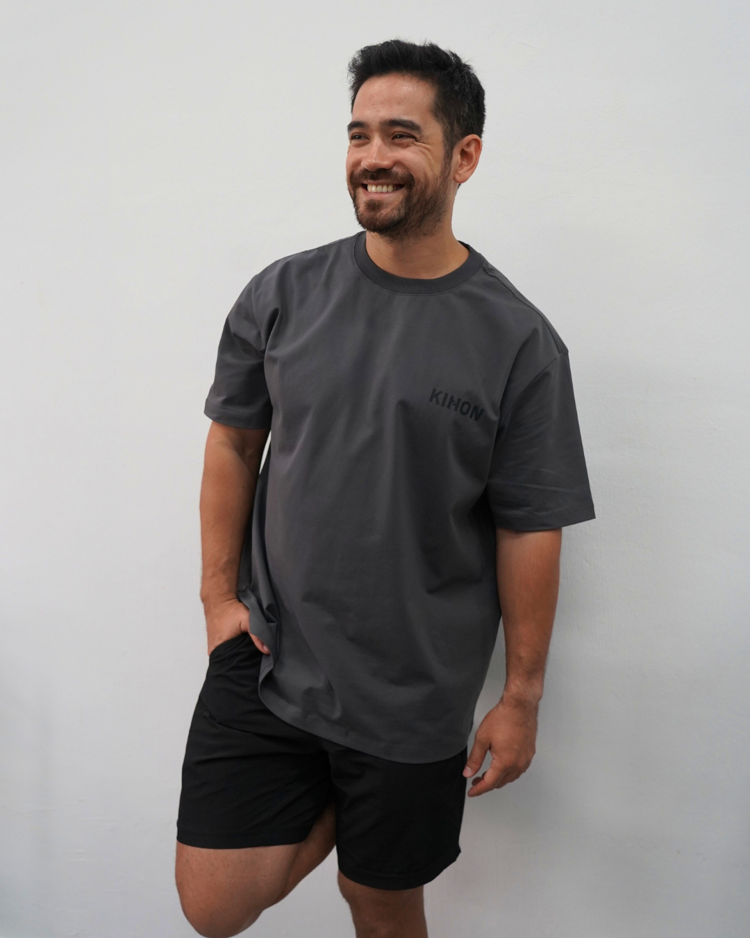 Basic Oversized Logo Tee (Dark Grey)