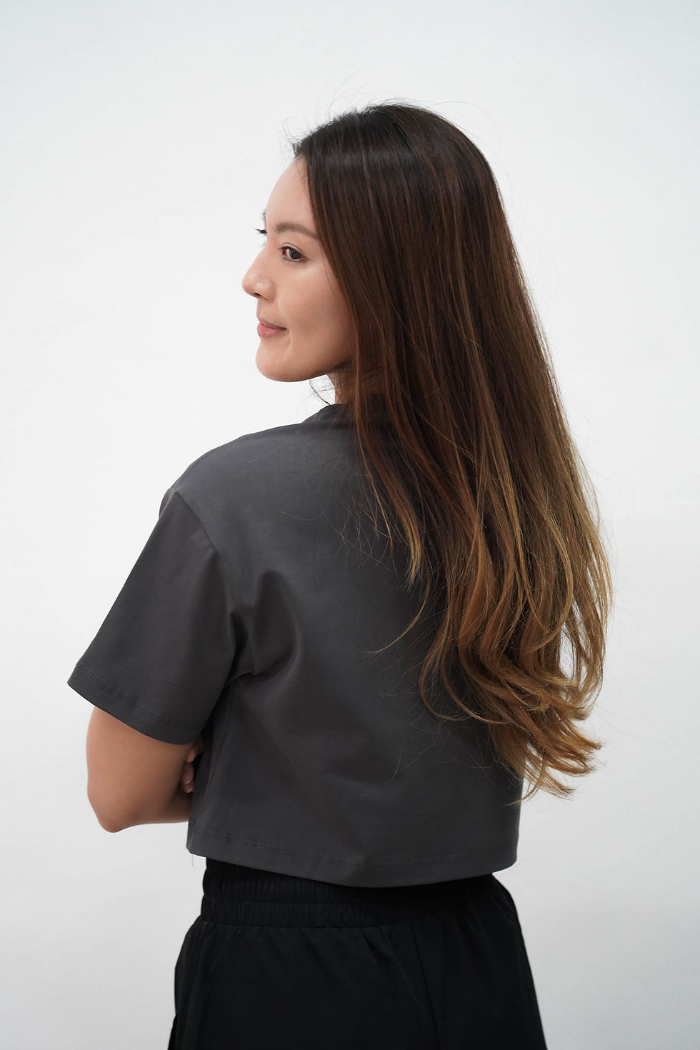 Thumbnail: Basic Oversized Logo Crop Top (Dark Grey)