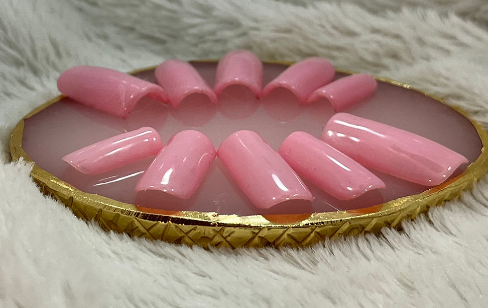 Milky pink jelly press-on nails with glossy shine