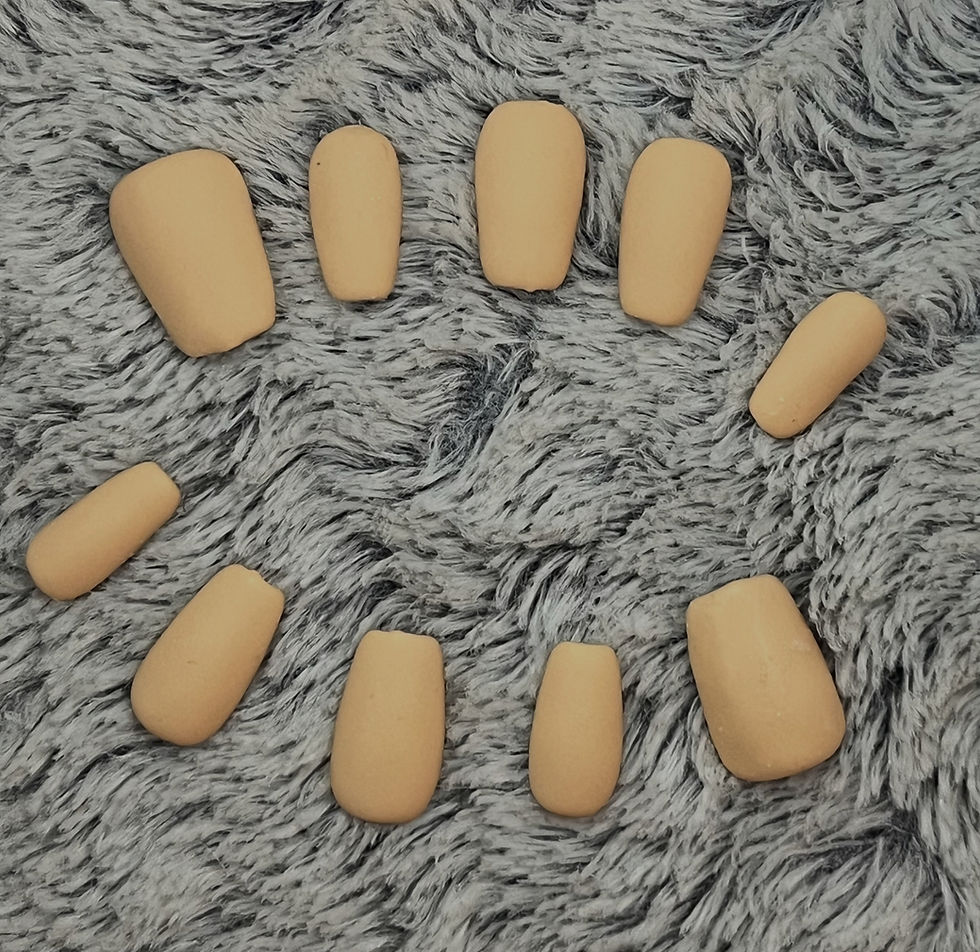 Neutral nude handmade press-on nails with velvet finish