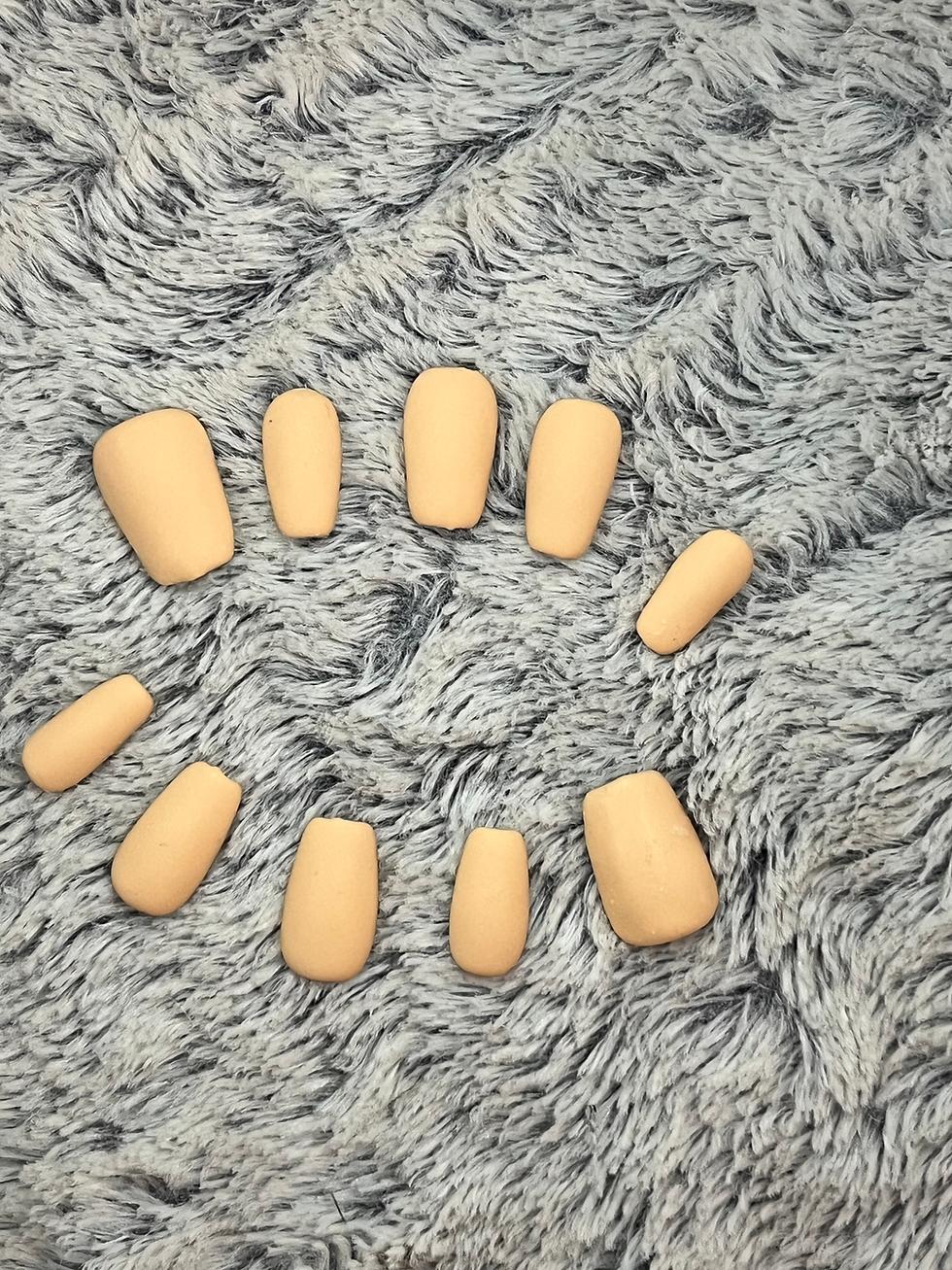 Neutral nude handmade press-on nails with velvet finish