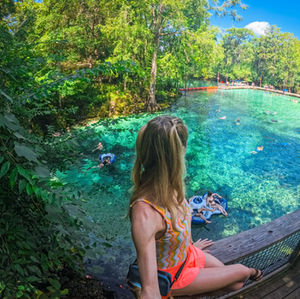 a girl staring at one of Florida's springs