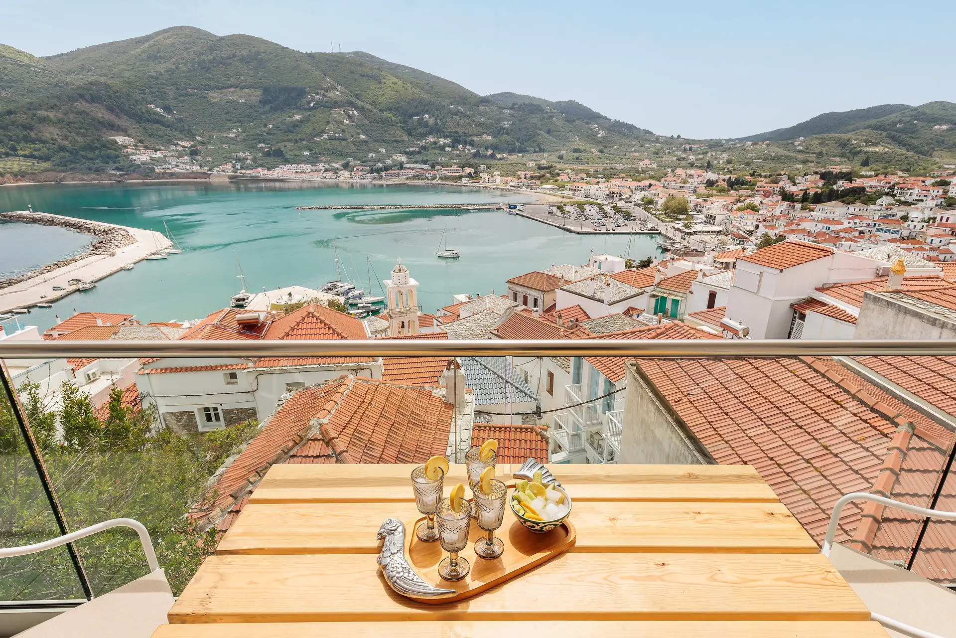 Koukou house Skopelos town view