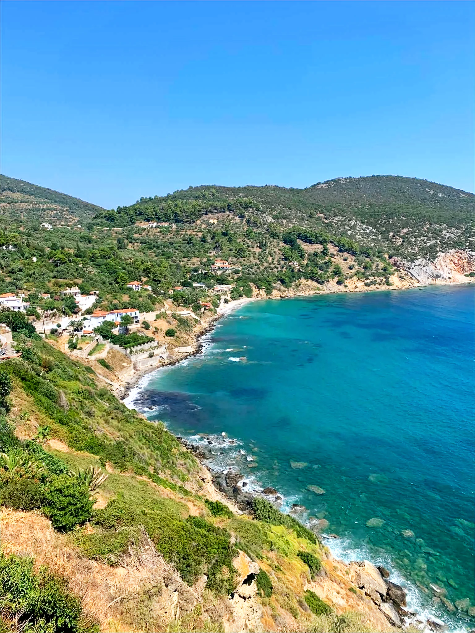 View of Glyfoneri beach and aegan sea