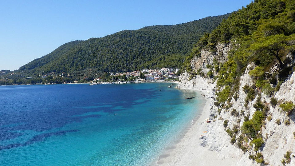 View Hovolo beach Koukou house Skopelos Town Greece