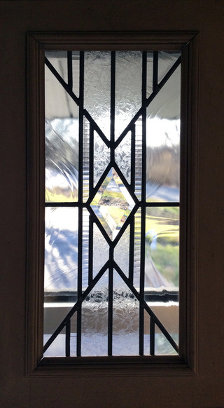 Leaded glass cabinet doors, Laura Goff Designs, beveled glass, stained glass studio, Knoxville TN