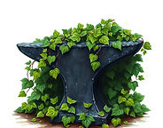 I want a thumbnail icon, of a black iron anvil covered in green ivy.jpg