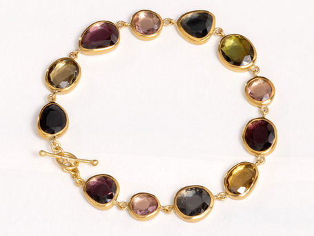 Armband, Oekogold, diverse Edelsteine