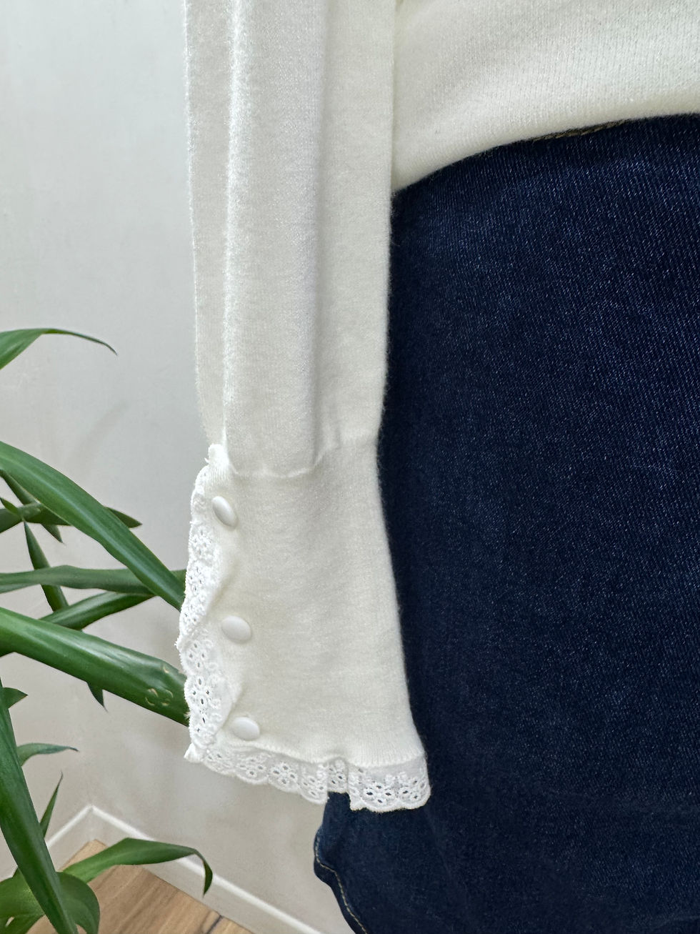 Miniature : Pull fin blanc