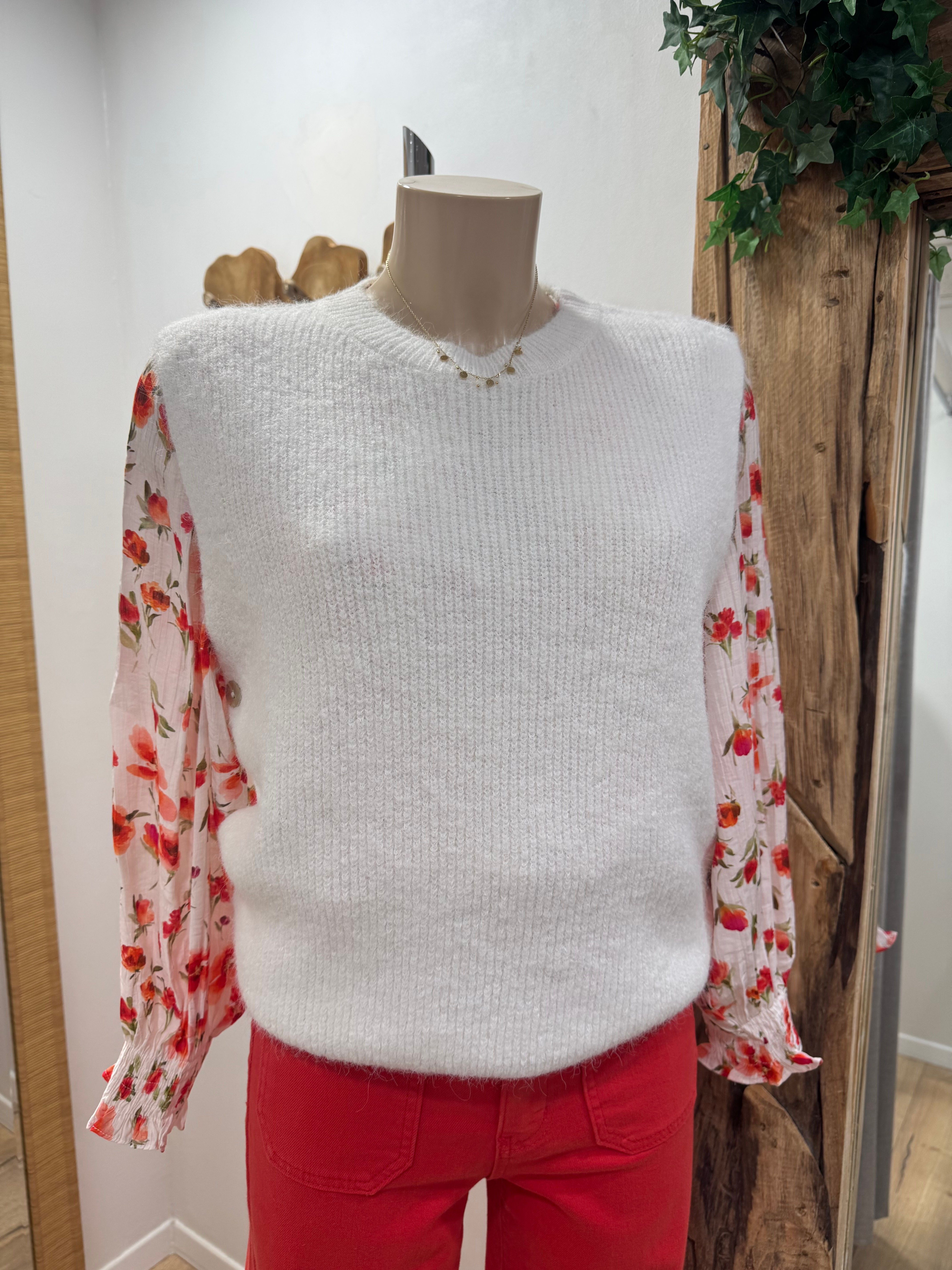 Pull sans manches blanc