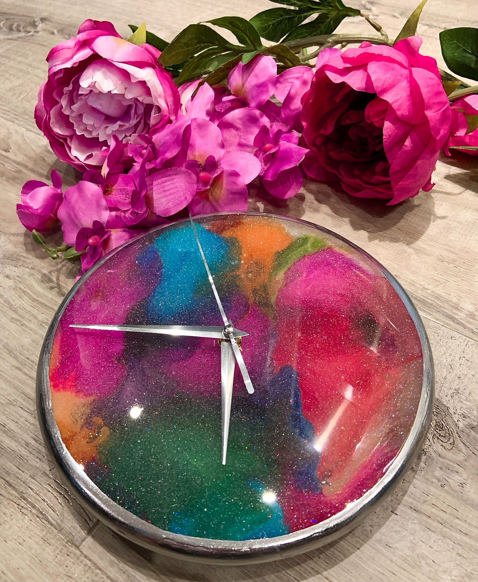 Solid Resin Multi-Coloured Clock