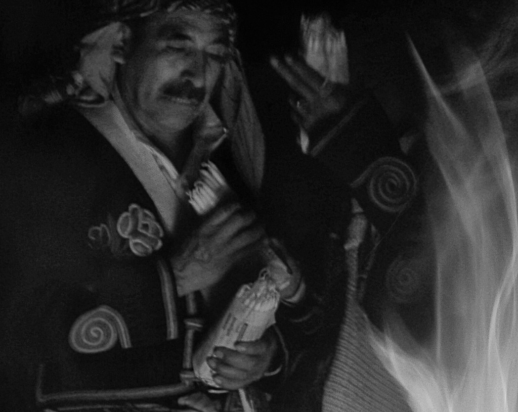 Maya shaman sacrifice at fire ceremony