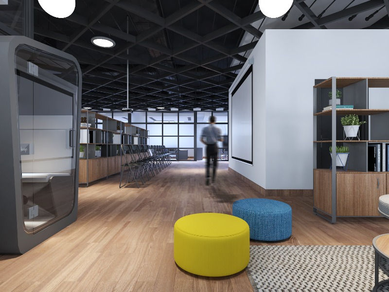 Modern clean working spaces with working pods