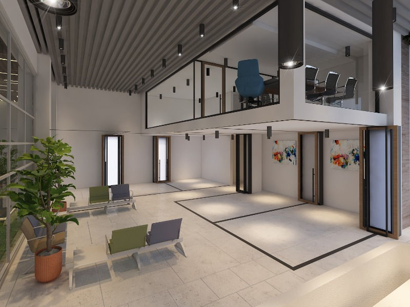 Modern office interior with movable walls