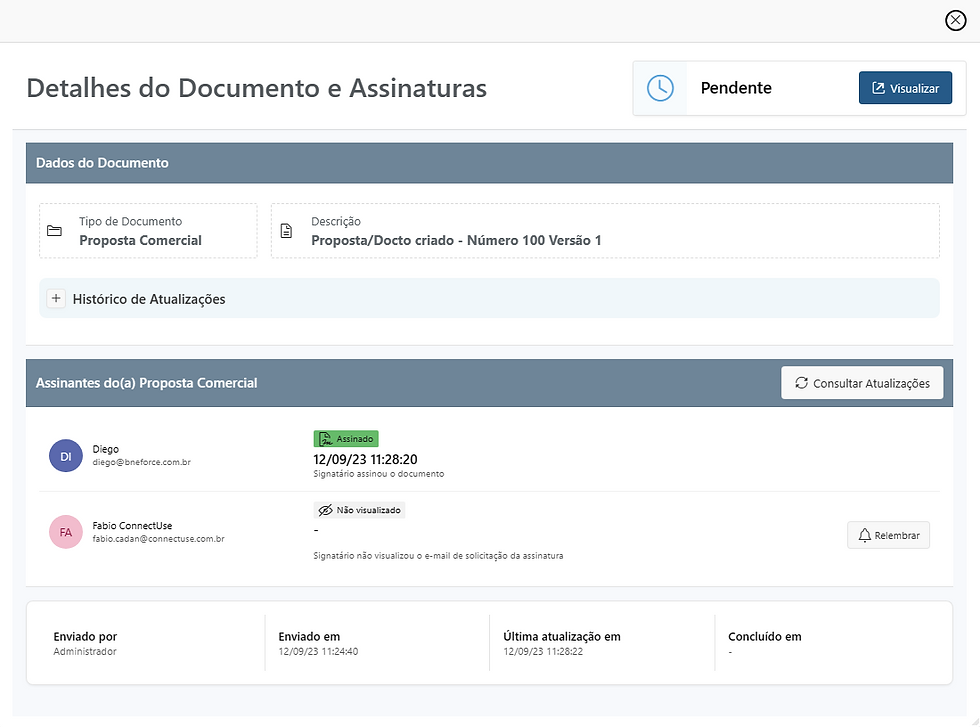 envio documento assinatura connectuse