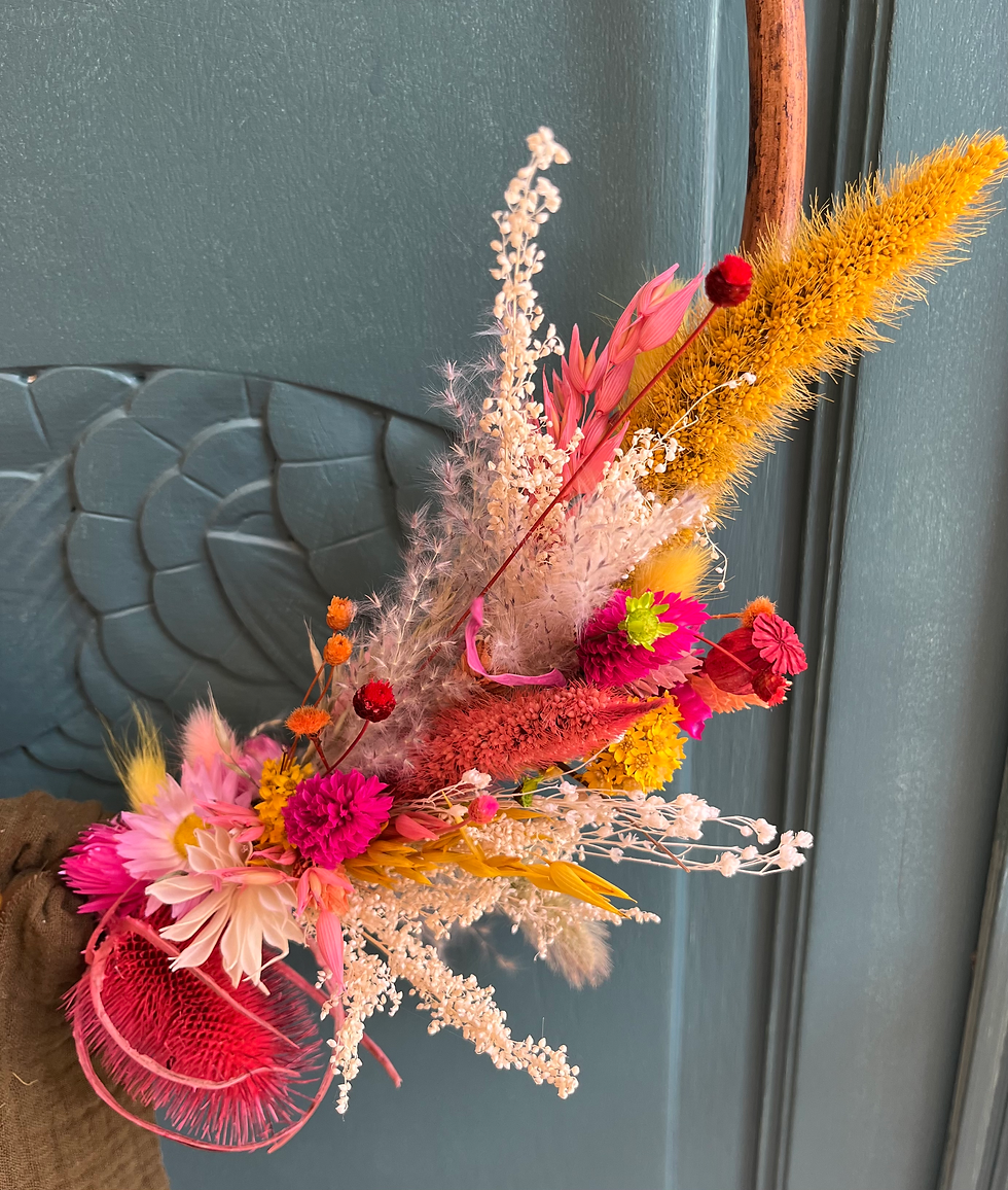 Miniature : Couronne colorée fleurs séchées 35 cm