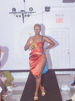 SILK COLORBLOCK CUT-OUT DRESS