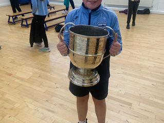 5th Class and friends just getting the feel of the Moclair Cup …… shades of days to come perhaps …….