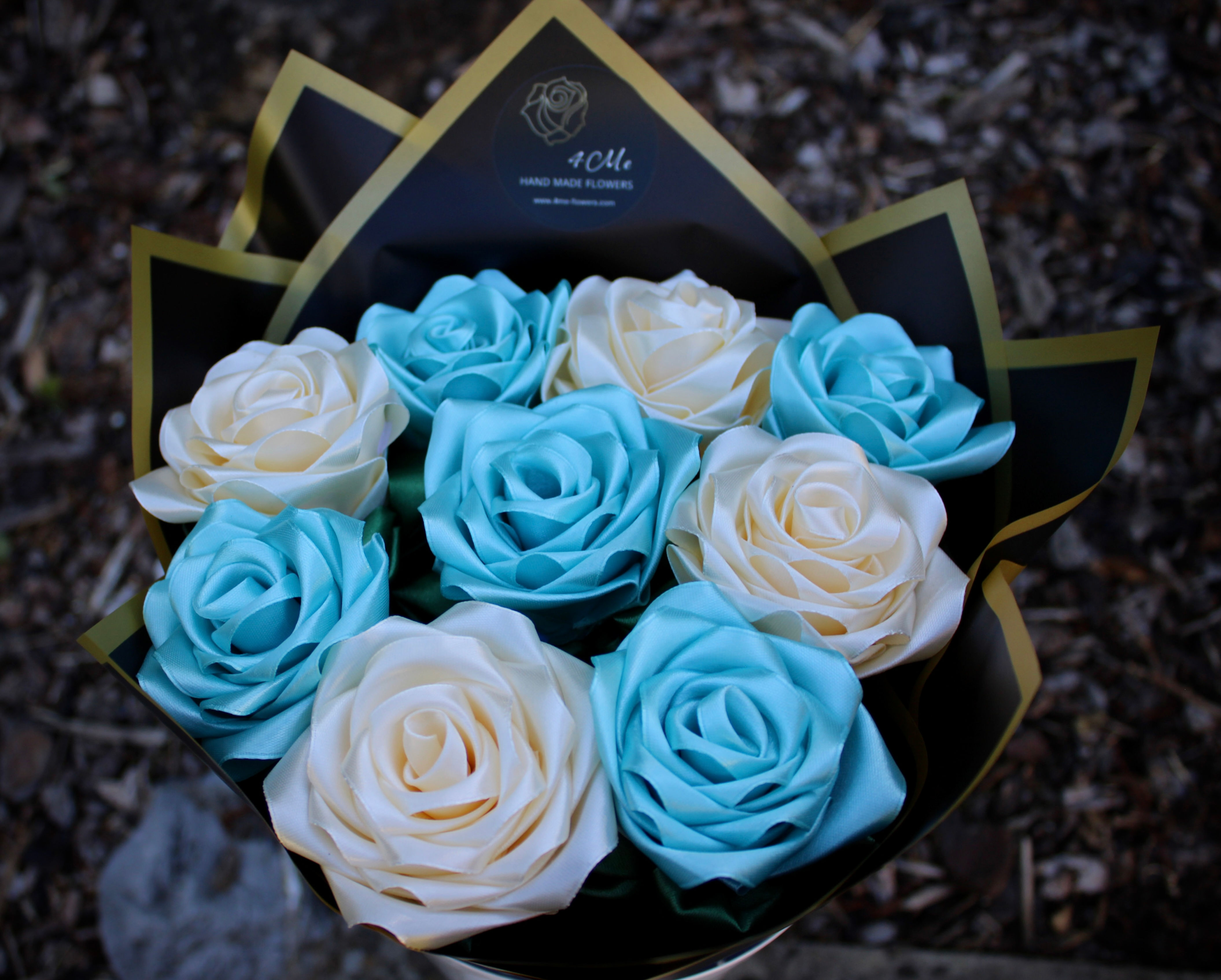 Satin Rose Bouquest - Satz von 9