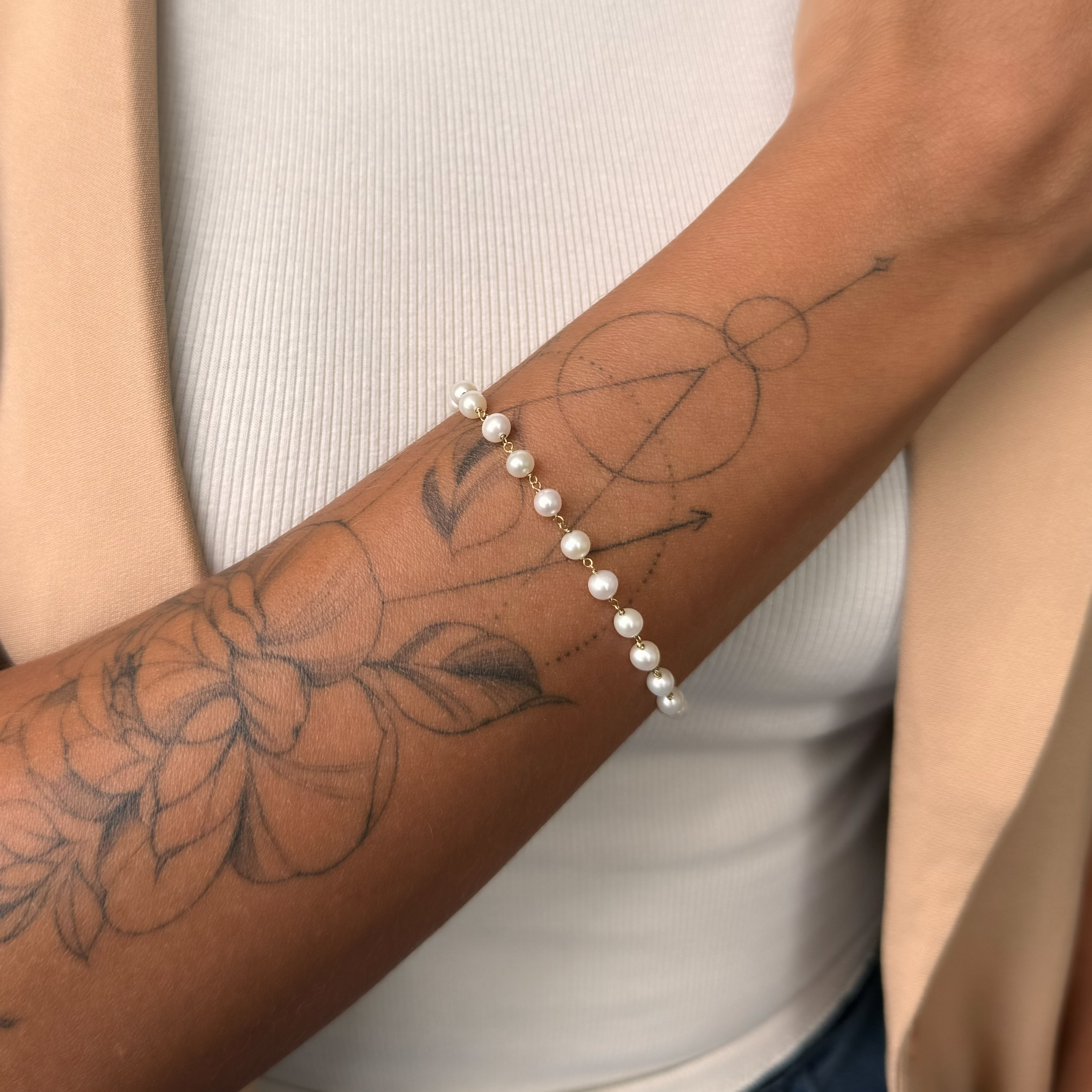 Pulseira de pérolas em ouro 18k.