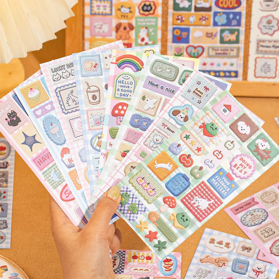 Thumbnail: Rainbow & Cloud Stitch - Journaling Sticker Set