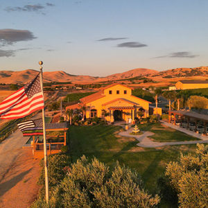 McGrail Winery main building with American flag out front