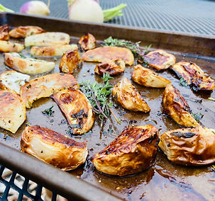 Maple & Thyme Roasted Turnips - Farms to Grow Recipes