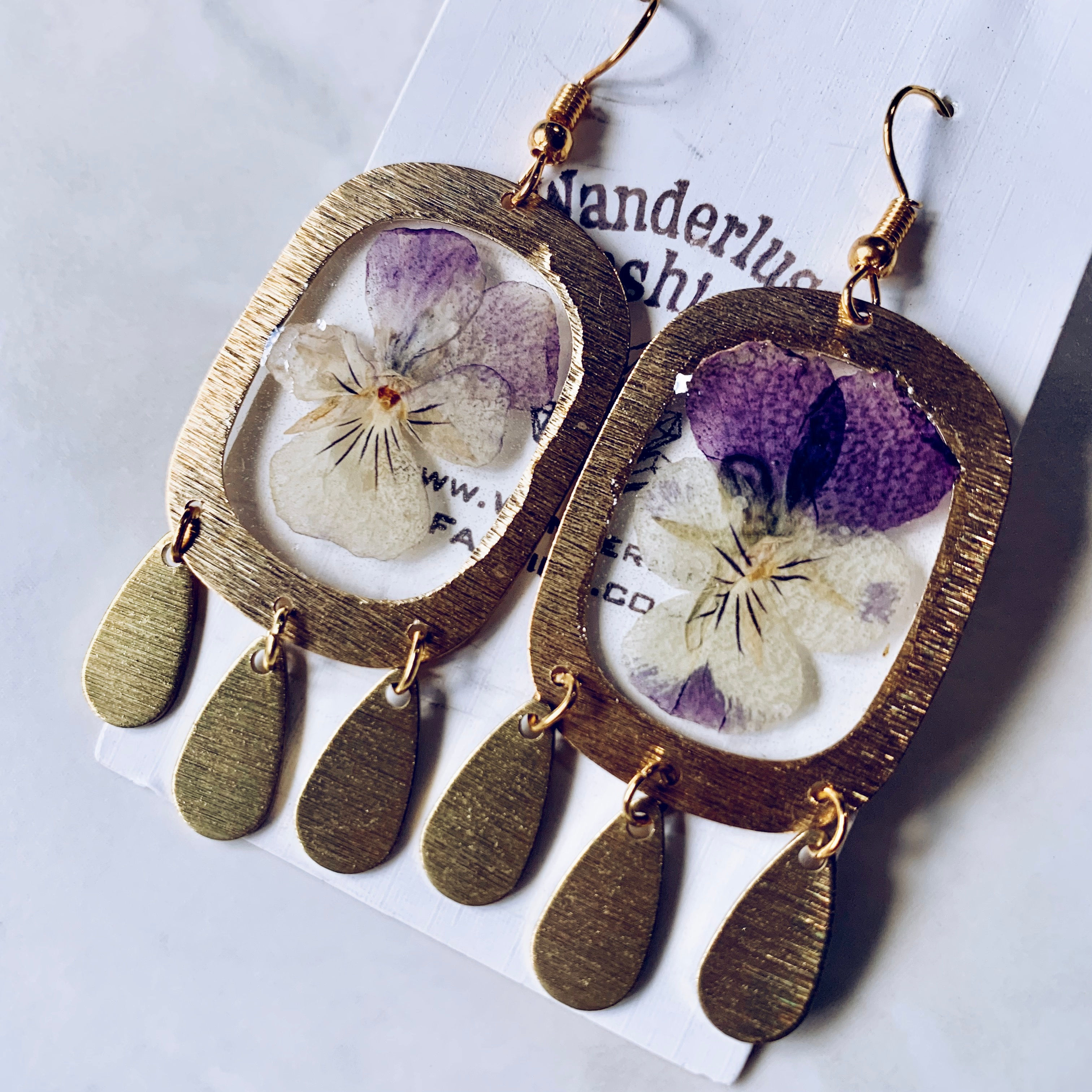 Pansy Dream Catcher Resin Earrings