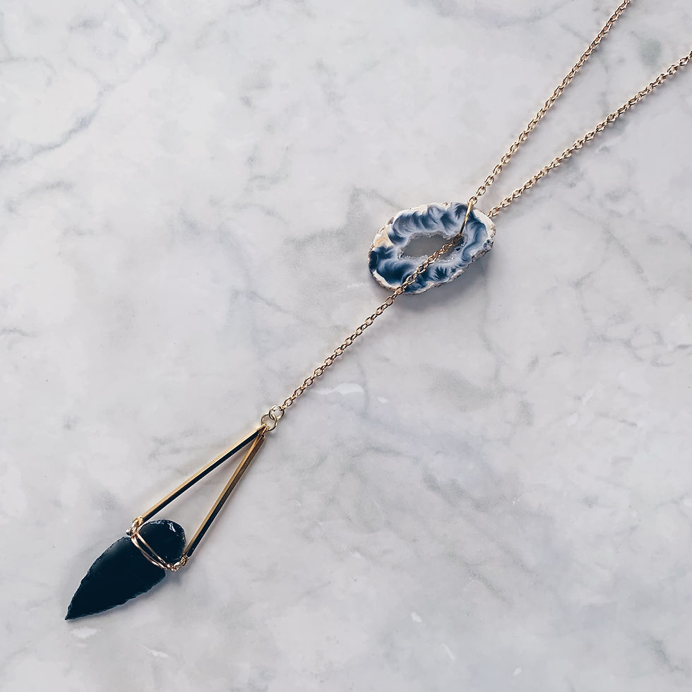 Thumbnail: Obsidian Arrowhead Lariat Necklace