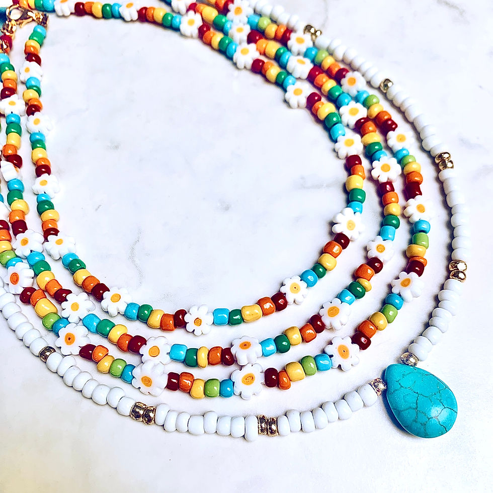 Thumbnail: Rainbow Daisy Beaded Necklace