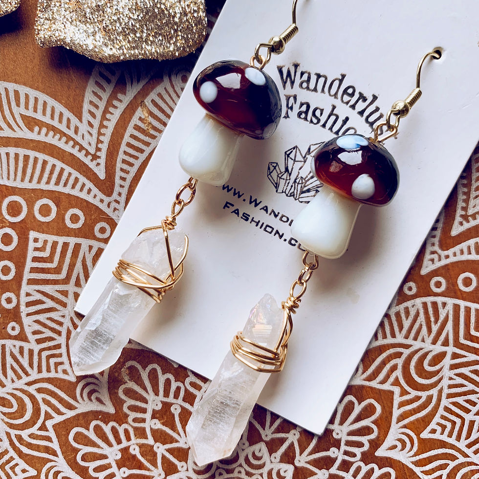 Thumbnail: Aura Quartz Mushroom Earrings