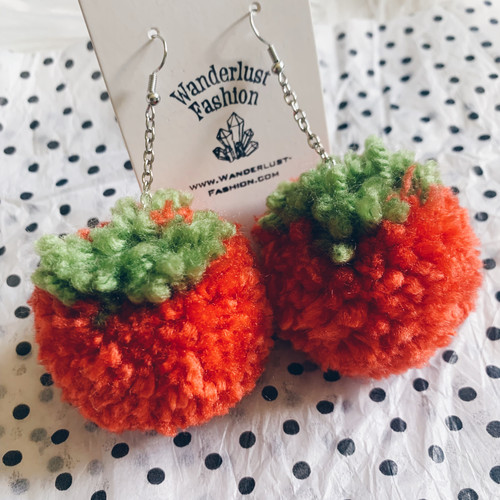 Fashion Earrings Orange Pom Pom Earrings Trendy Fringed Tassel