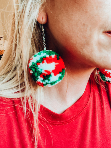 Christmas Camo Pom Pom Earrings wanderlust-fashion
