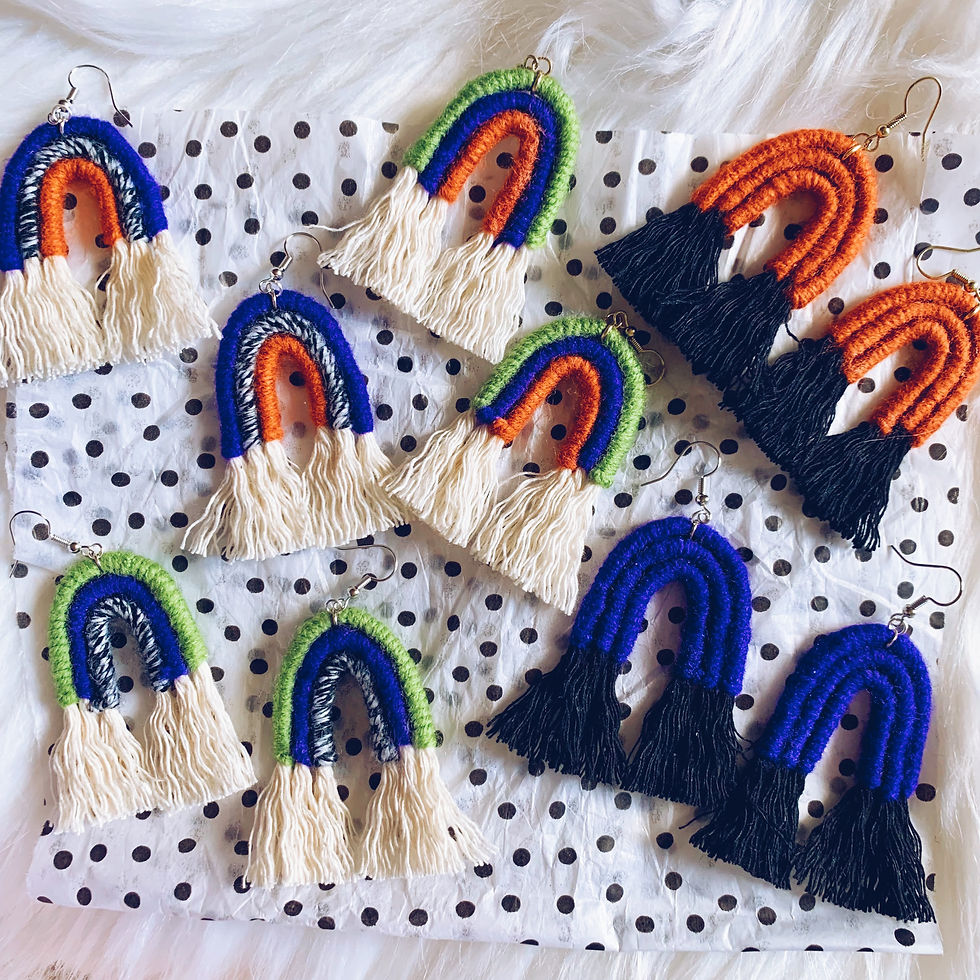 Thumbnail: Spooky Purple Rainbow Tassel Earrings