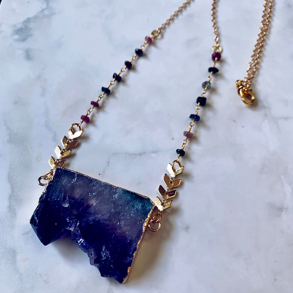 Thumbnail: Tourmaline Amethyst Slice Necklace