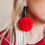 Thumbnail: Red Ornament Pom Pom Earrings