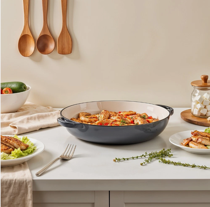 Thumbnail: Cast Iron Shallow Enamel Casserole Dish 3.2L