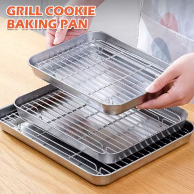 섬네일: Stainless steel baking tray with cooling rack