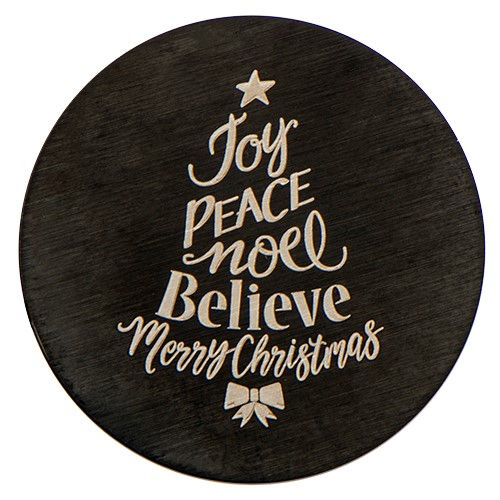 PB9307 Large Black Christmas Words Tree Plate