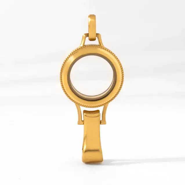 LK9202 - Med Gold Lanyard Locket w/Gold Heirloom Twist Face