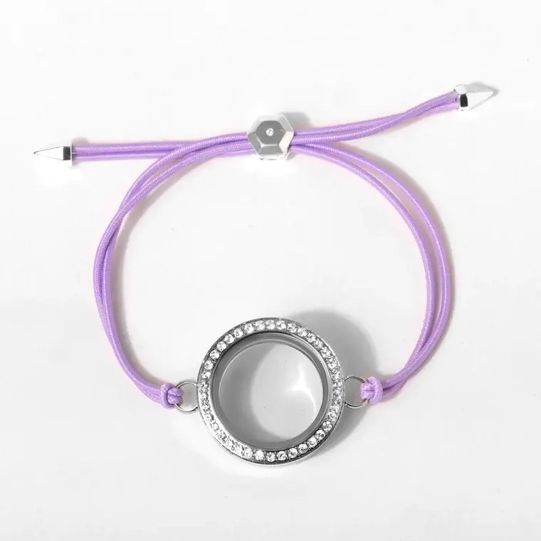 LK9181 Light Purple Stretch Locket Bracelet